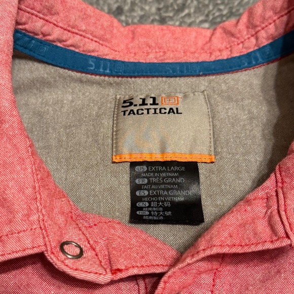 5.11 Tactical Men's XL Short Sleeve Button Up Shirt Red Heathered Outdoor Work - Picture 4 of 7